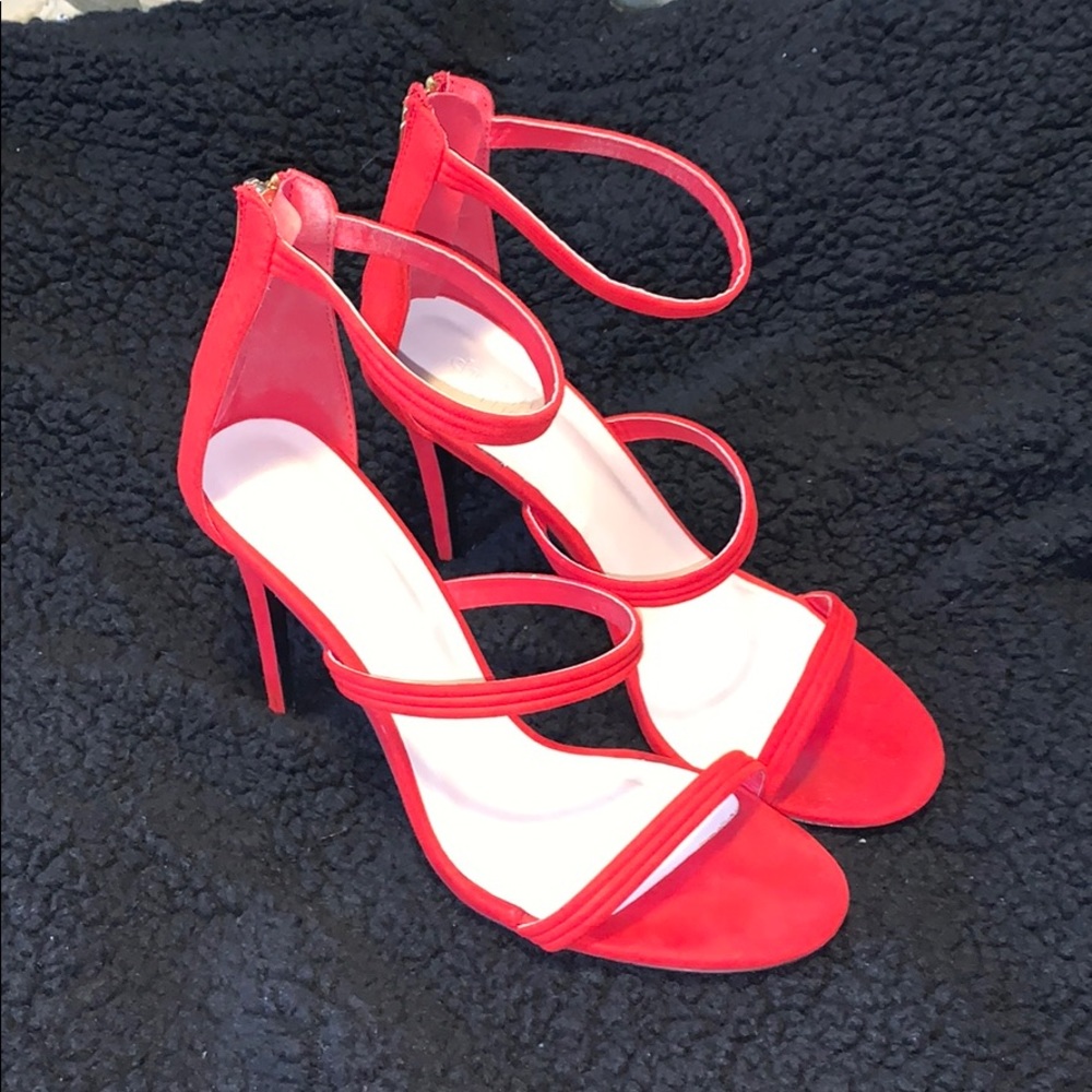 Red open toed heels